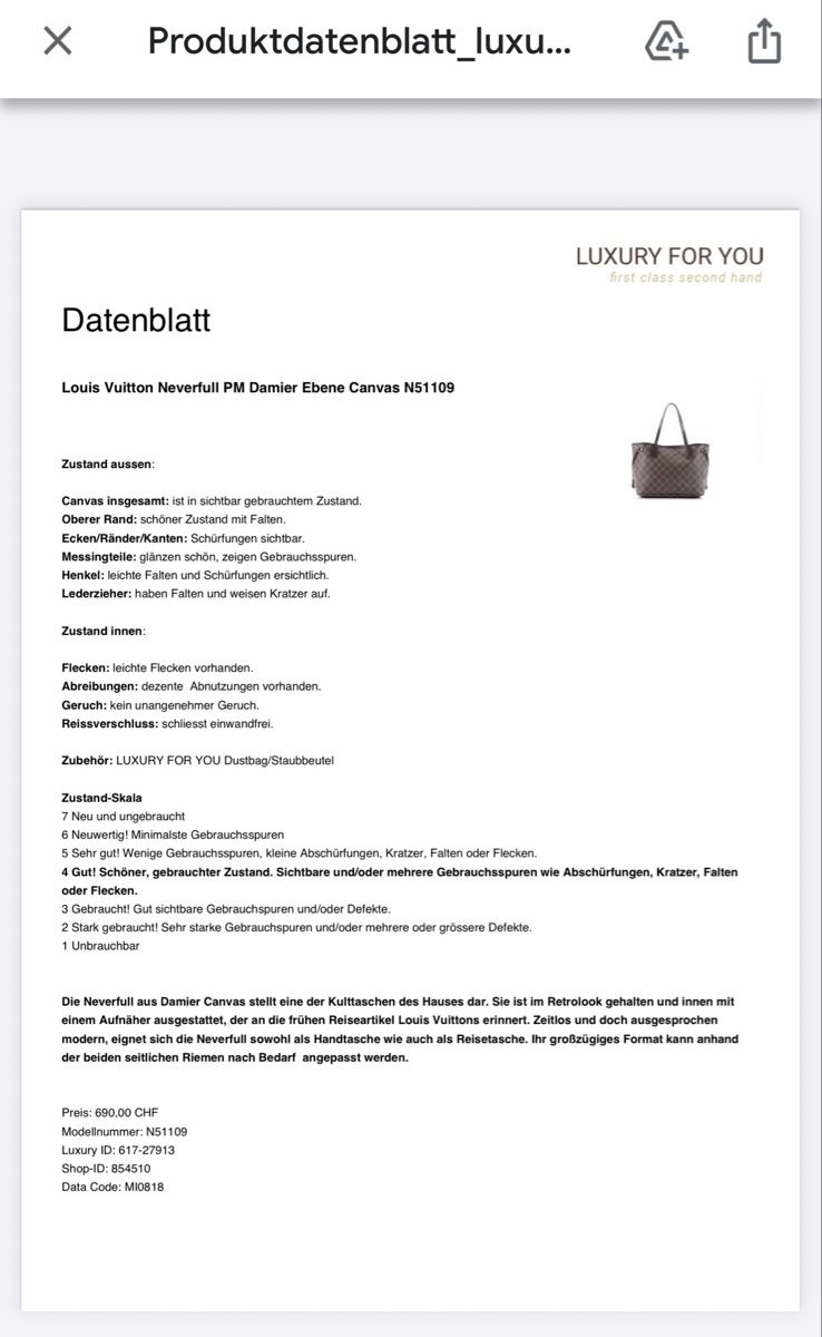 Louis Vuitton Borse da donna: Louis Vuitton Neverfull PM Damier Ebene – Usato da Bad Ragaz venduto da eli_hy8c 9