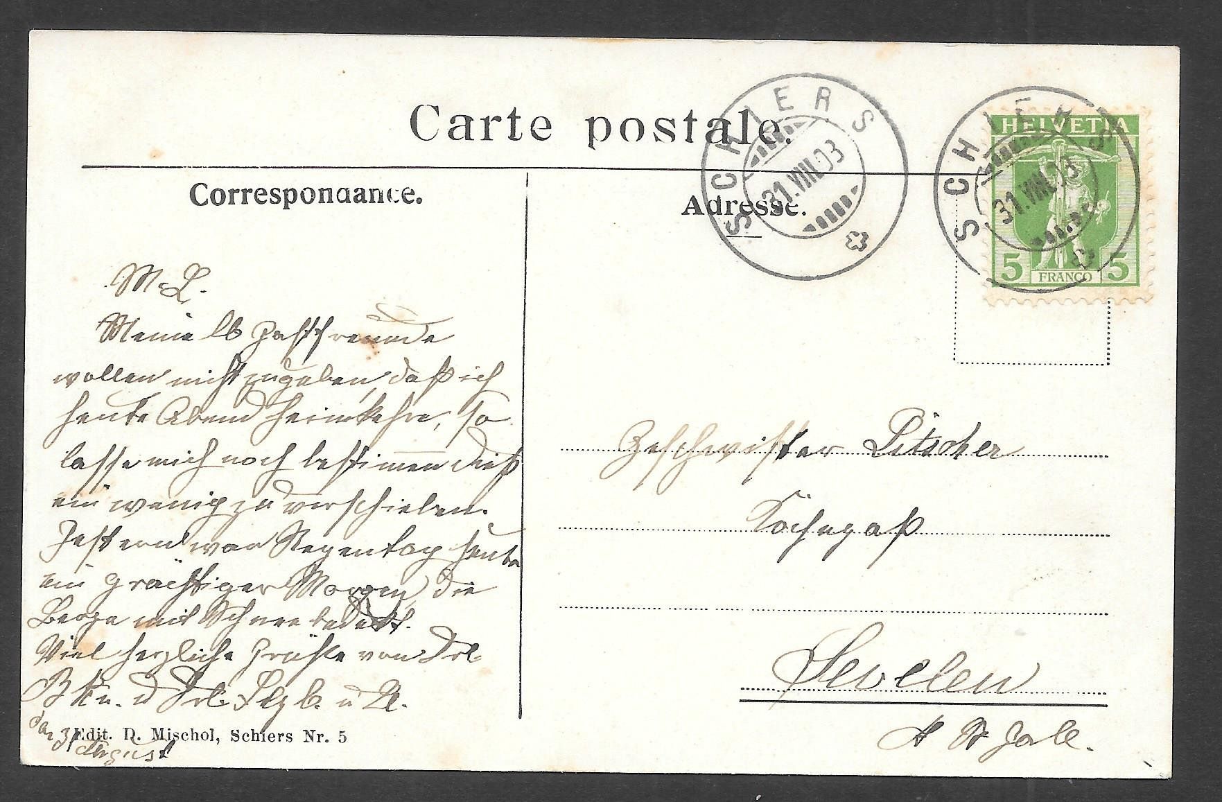 Cartoline postali: Grüsch von Solavers aus – Usato da Olten venduto da clotaldi 1