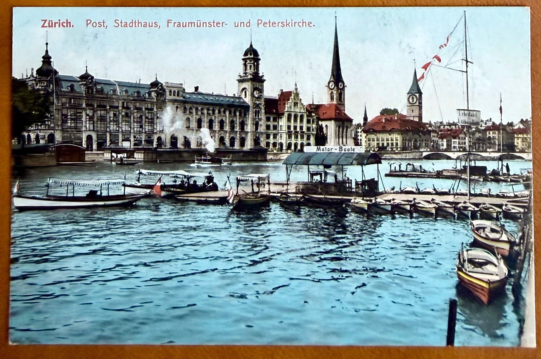 Cartoline postali: Zürich - Post, Stadthaus... Bateaux, Animée 1906 – Usato da Lutry venduto da Ediego