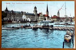 Zürich - Post, Stadthaus... Bateaux, Animée 1906