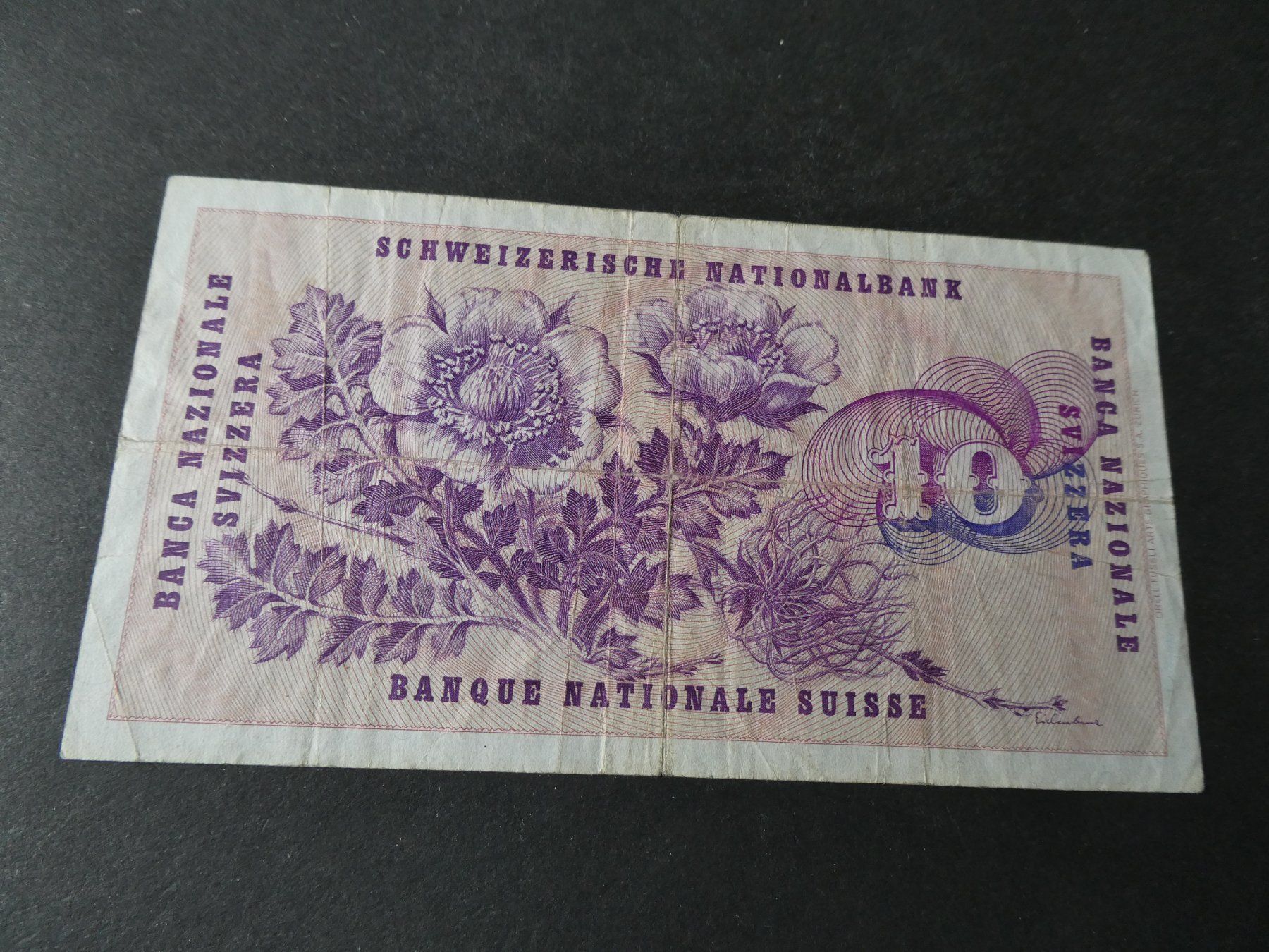 Banknoten: Schweiz 1969, 10 Franken – Gebraucht aus Hinterforst von Rohusri 1