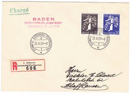 Lettre R. de Baden BPA A266 pour Schaffhausen le 25.VI.39