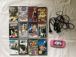 Sony PSP Konsole pink mit 12 Spielen gebraucht