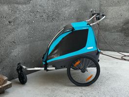 Remorque enfant Thule Coaster XT bleu-gris bon état