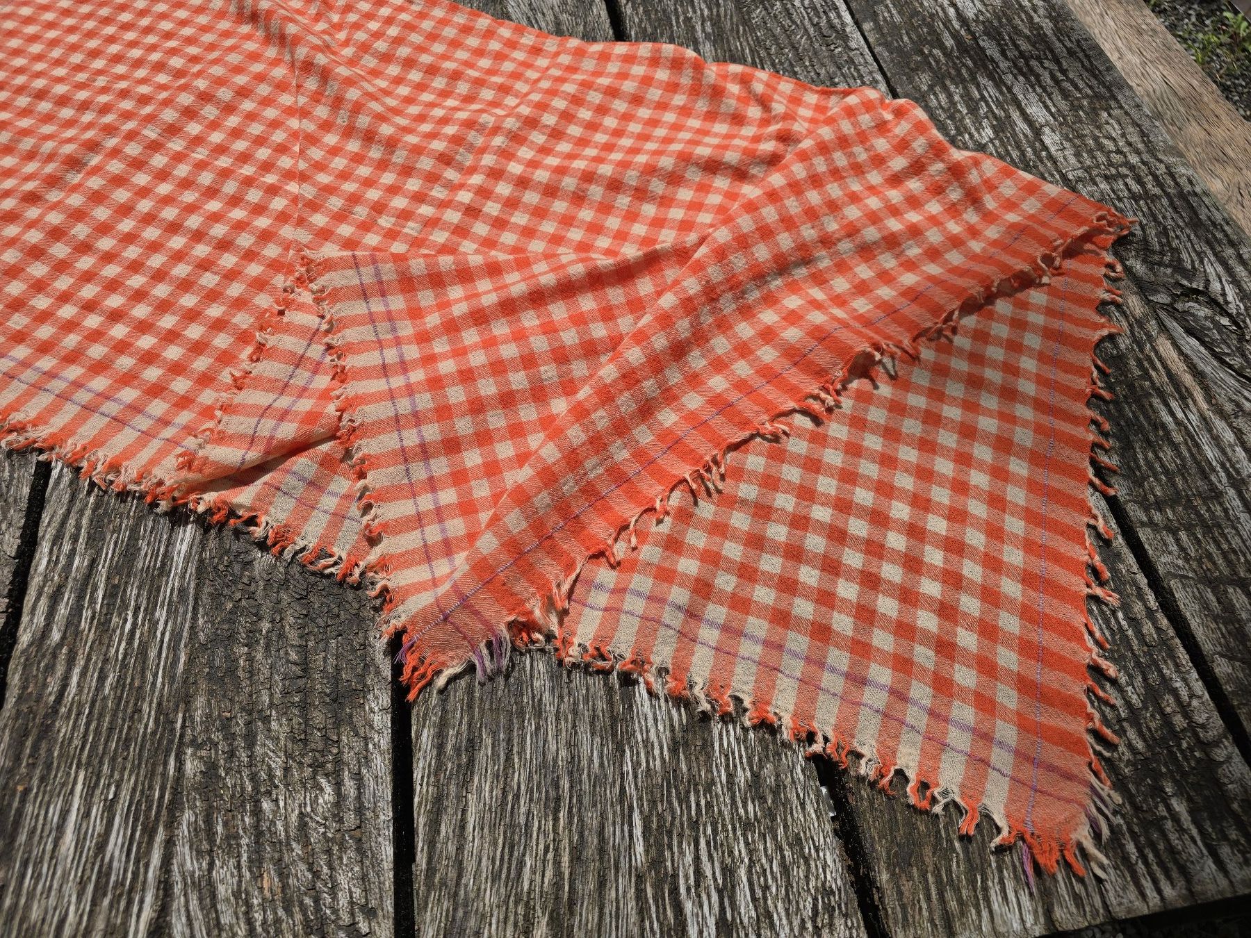 Foulard & Sciarpe: Kleidung: Schal Wolle orange kariert – Nuovo (secondo la descrizione) da Romanshorn venduto da Rachacha