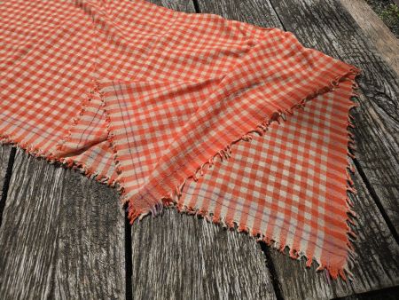 Kleidung: Schal Wolle orange kariert