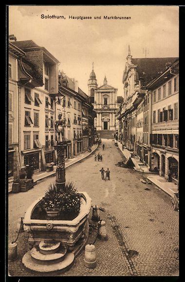 Cartoline postali: Solothurn, Hauptgasse und Marktbrunnen – Usato da Berlin venduto da bartko-reher