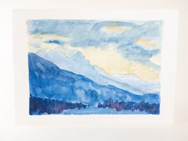 Amateur-Aquarellgemälde von Mythen, signiert
