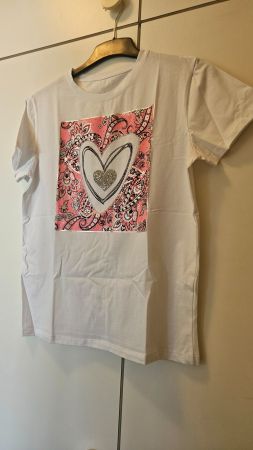 T-shirt bianca misto cotone TU cuore rosa