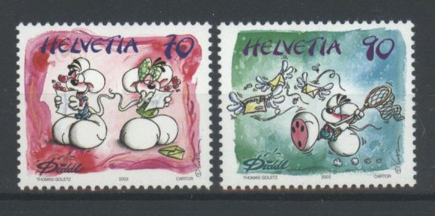 Alle Briefmarken: 2003, Sondermarke Diddl ** (2) – Gebraucht aus Willisau von Vollstempel