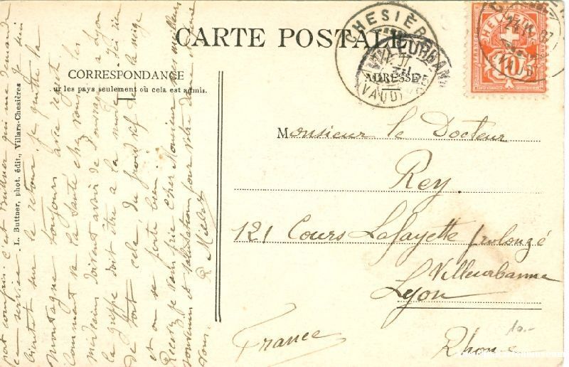 Cartoline postali: Chésières - et la Dent du Midi + 1911 – Usato da Emmenbrücke venduto da teestube 1