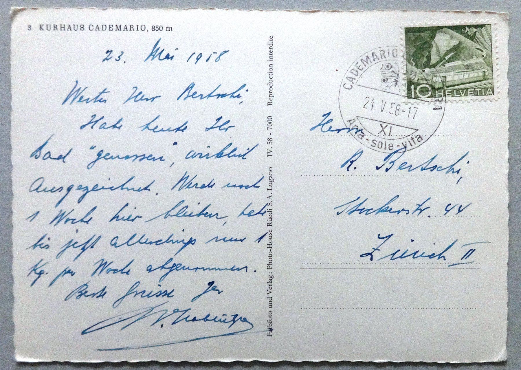 Cartoline postali: Kurhaus Cademario, 850 m – Difettoso da Fétigny venduto da Billy2miny 1