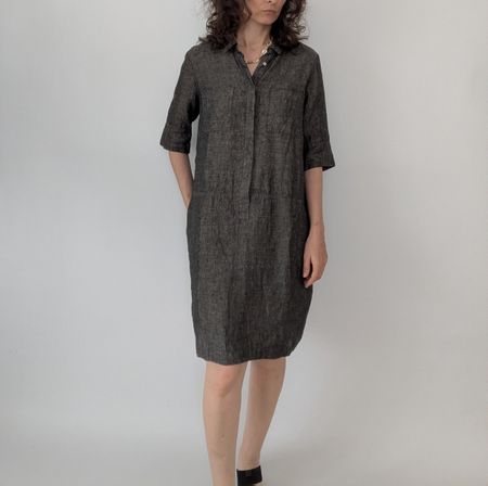 OPUS Kleid WILLMAR LINEN grau Groesse 38 100% Leinen