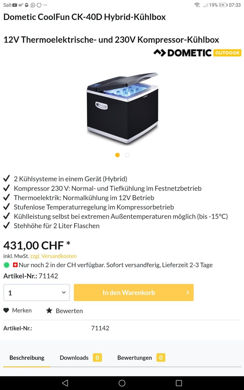 Waeco Frigoriferi & Refrigeratori: CAMPING KÜHLBOX WAECO COOLFUN CK 40D – Usato da Aarburg venduto da Aare-Bueb 5