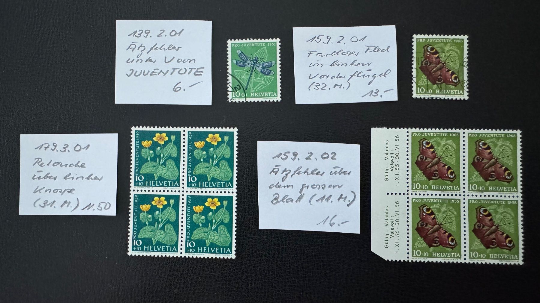 Tous les timbres: Pro Juventute, 4 Abarten, gestempelt/postfrisch – D'occasion à Stallikon par HILDECH1 1