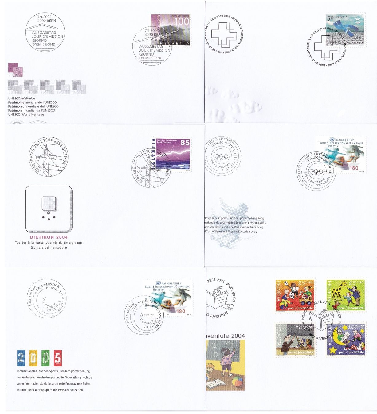 Alle Briefmarken: 59 Stk. CH FDCs, 2004 & 2005 – Gebraucht aus Münchwilen AG von Nesar 3