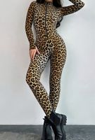 Tuta leopardata aderente con zip,tg M/L-nuova!
