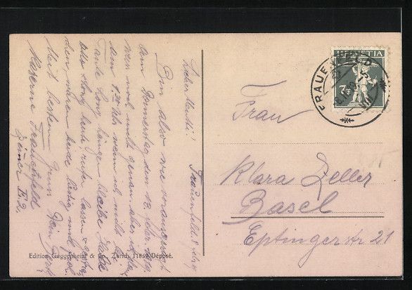 Cartoline postali: Frauenfeld, Kaserne mit schweizer Flagge – Usato da Berlin venduto da bartko-reher 1