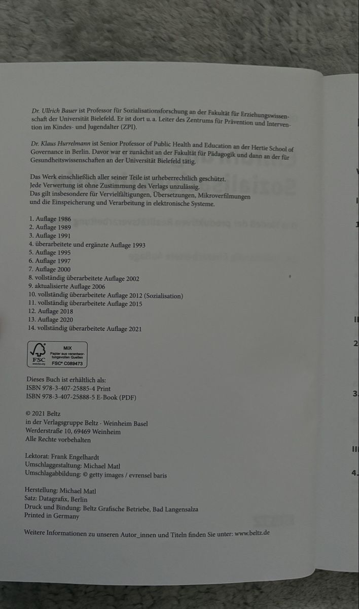 Libri: Einführung Sozialisationstheorie Bauer/Hurrelmann – Nuovo (secondo la descrizione) da Niederlenz venduto da alpha.t14 2