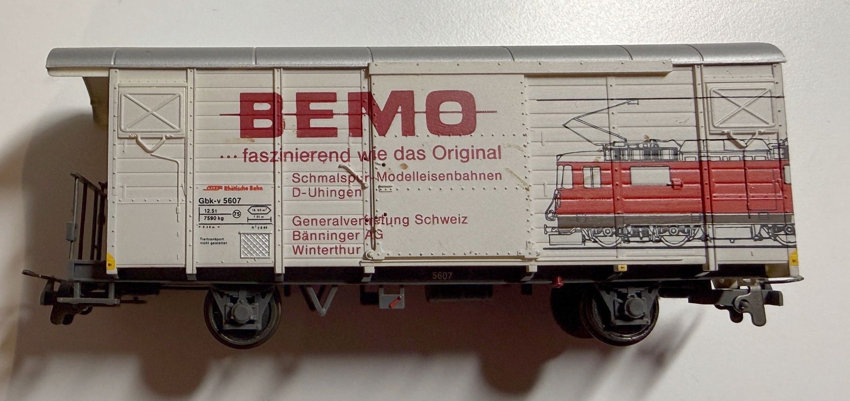 Bemo Trains électriques: RhB Bemo Gbk-v 5607 mit BEMO Werbung – D'occasion à Samedan par Gischpel25