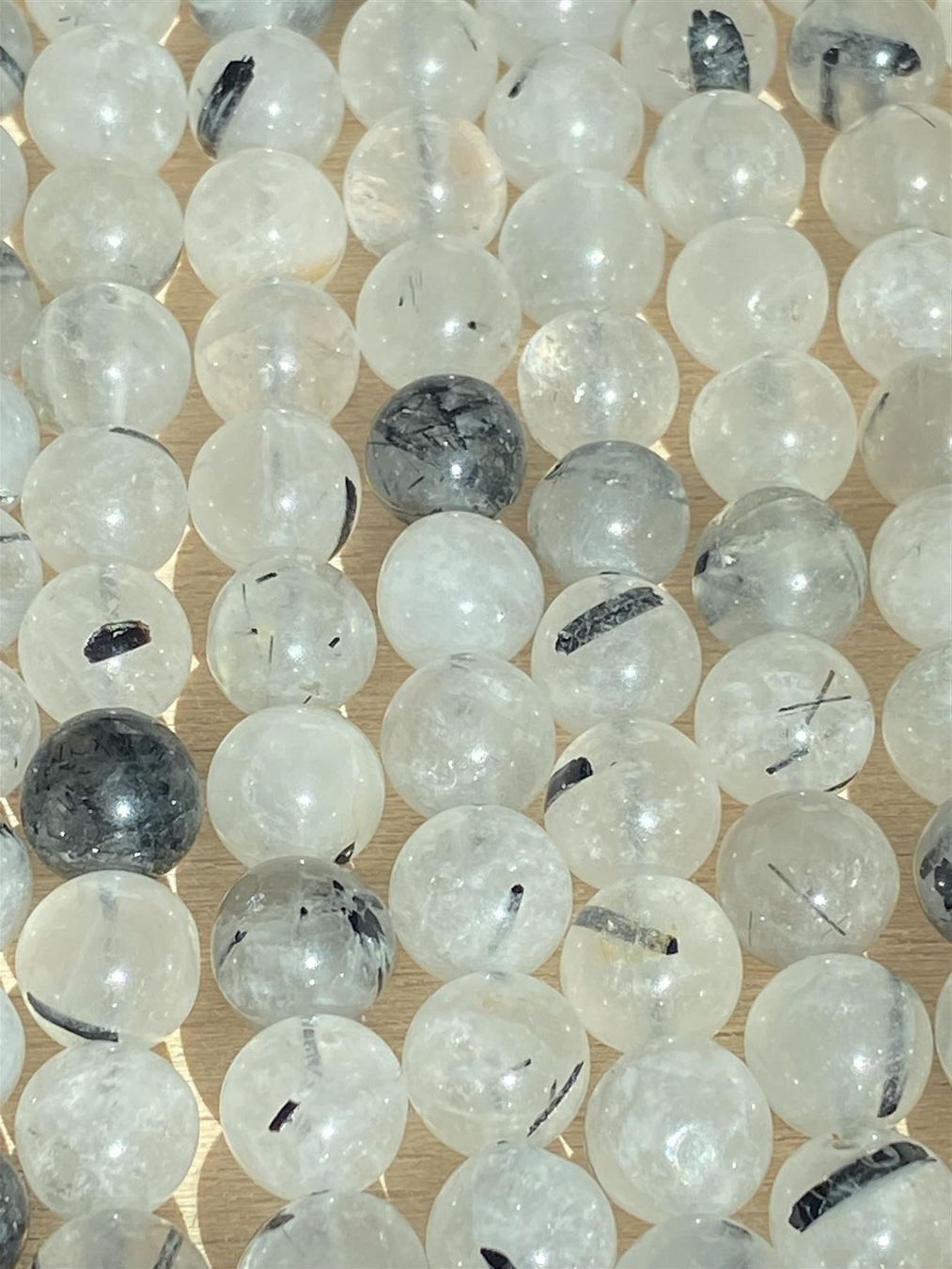 Edelsteine: Strang echte Rutilquarz Kugeln / stone beads 8 mm – Neu und originalverpackt aus Niederrohrdorf von Ytobi
