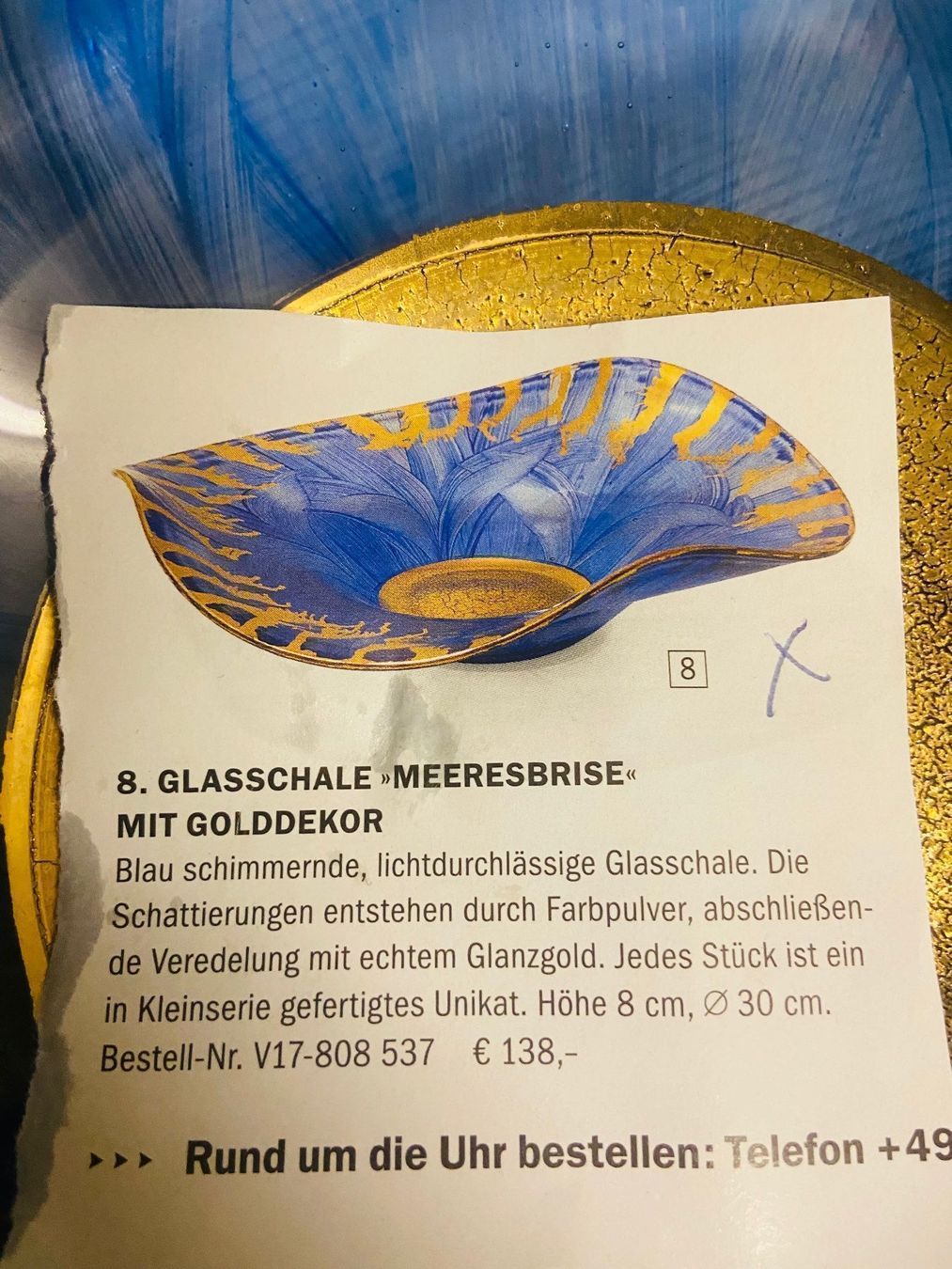 Schalen: Unikat Glas Schale Meeresbrise mit ECHT GOLD ! – Neu (gemäss Beschreibung) aus Gipf-Oberfrick von Iberico 1