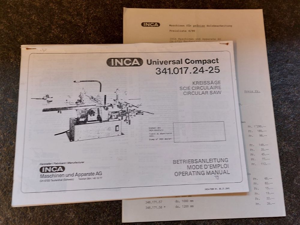 INCA Universal Gebrauchsanweisung (Gebraucht) in Hellbühl für CHF 15 ...