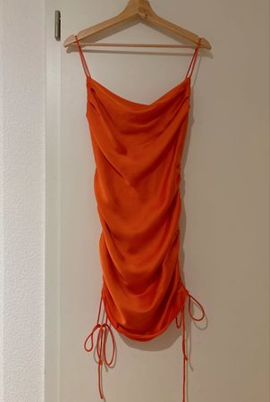 ZARA Satin Kleid Orange Gr. XS Sommerkleid