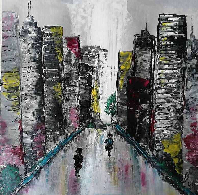 Dipinti: Acrylbilder Stadt nach Regen – Usato da Schaffhausen venduto da Sommerwind67 4