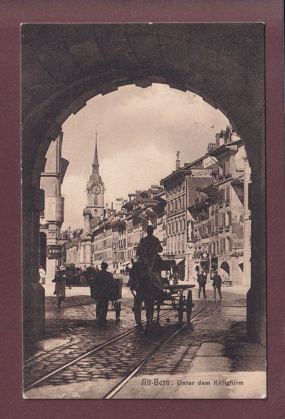 Cartoline postali: BERN - Unter dem Käfigturm - 1910 – Usato da Pully venduto da nicecards