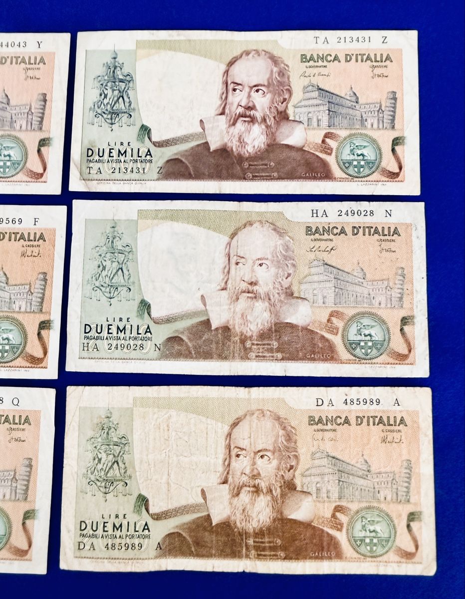 2000 Lire 1974 Italien Banknoten Galileo Galilei 6xStk (Gebraucht) in ...