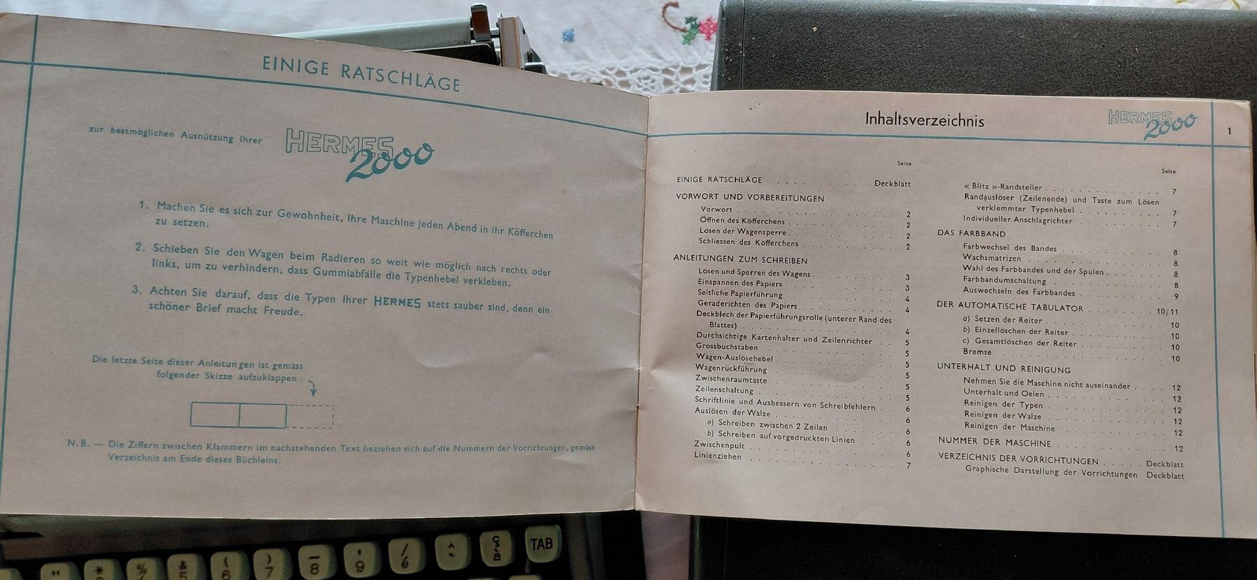 Hermès Macchine da scrivere: mintgrüne Hermes 2000 Schreibmaschine – Usato da Trogen venduto da Limboo 6