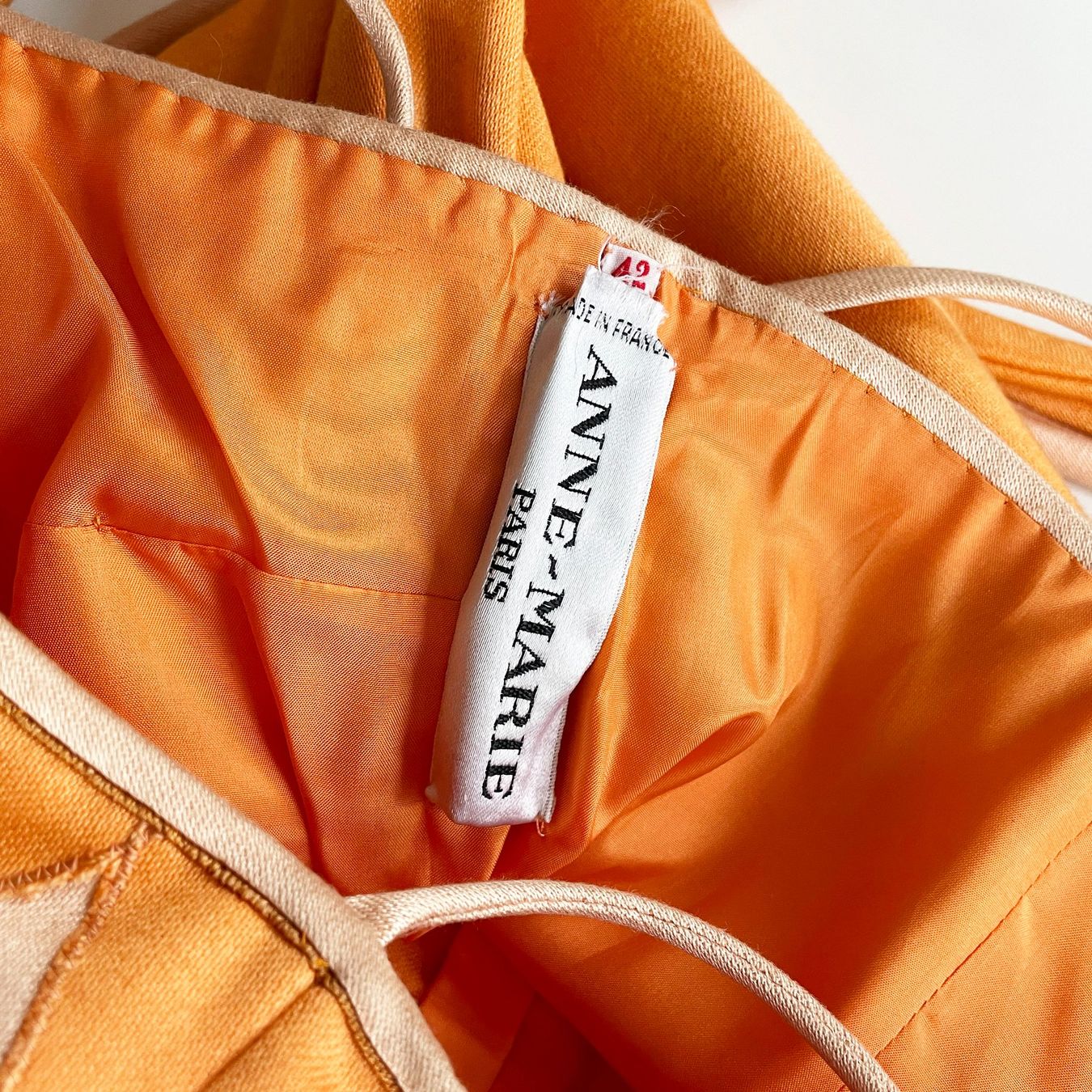 Kleider: Kleid Couture S/M orange Patchwork-Oberteil VINTAGE 1990s – Gebraucht aus Brüttisellen von Buxus 4