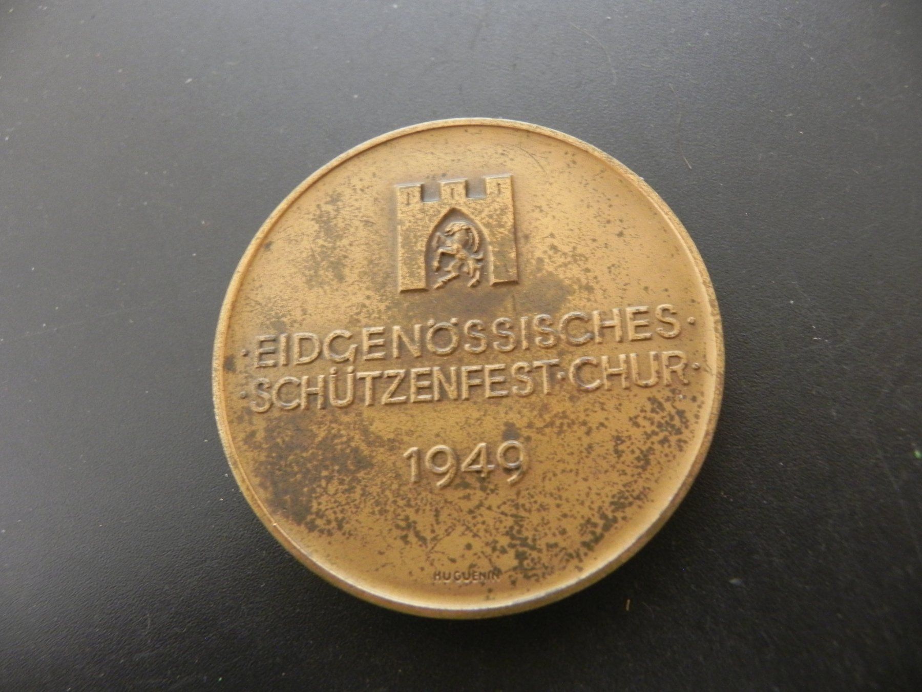 Medaillen: Medaille Eidg. Schützenfest Chur 1949 – Gebraucht aus Biel/Bienne von Gogolozi 1