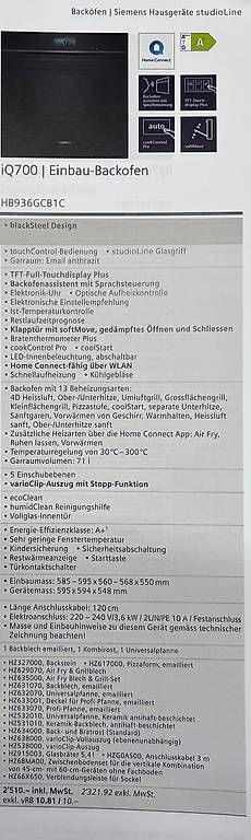 Elettrodomestici da cucina: Siemens Studioline Geräte ab Ausstellung – Nuovo (secondo la descrizione) da Altstätten venduto da Andrea_71 3