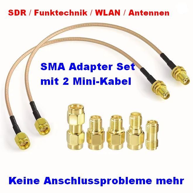 Funktechnik: SMA Adaptersatz mit zwei Kabel, SMA Adapter Stecker Buchse – Neu und originalverpackt aus Zürich von buyfinest 2