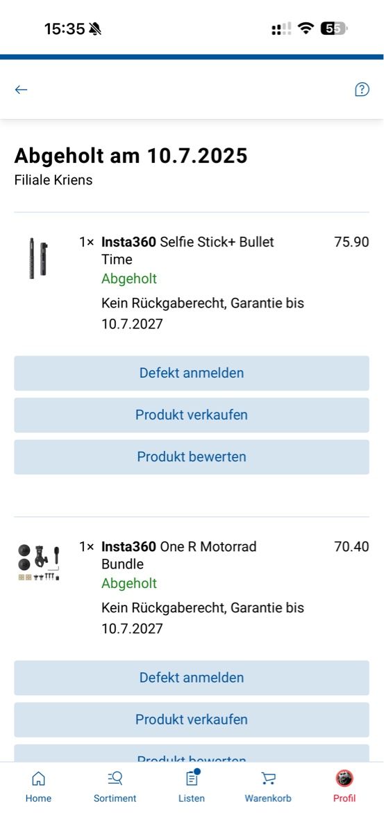 Insta360 Action Cam: Insta360 X5 mit Zubehör – Gebraucht aus Hochdorf von LostEye 3