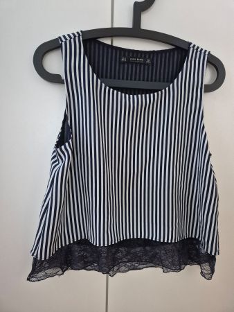 Zara gestreiftes Top mit Spitze Gr. S