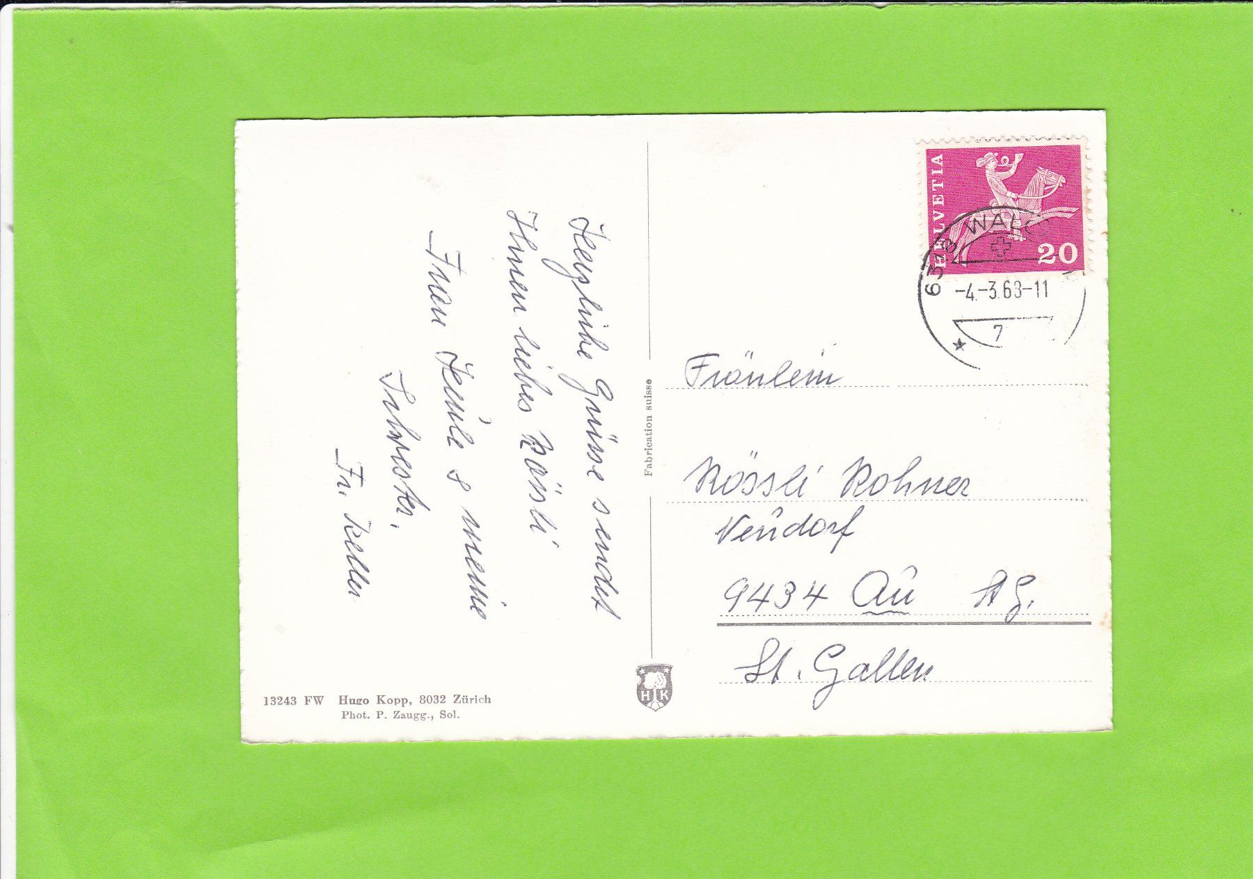 Cartoline postali: Erholungsheim St. Elisabeth-Walchwil – Usato da St. Peterzell venduto da neckertal 1