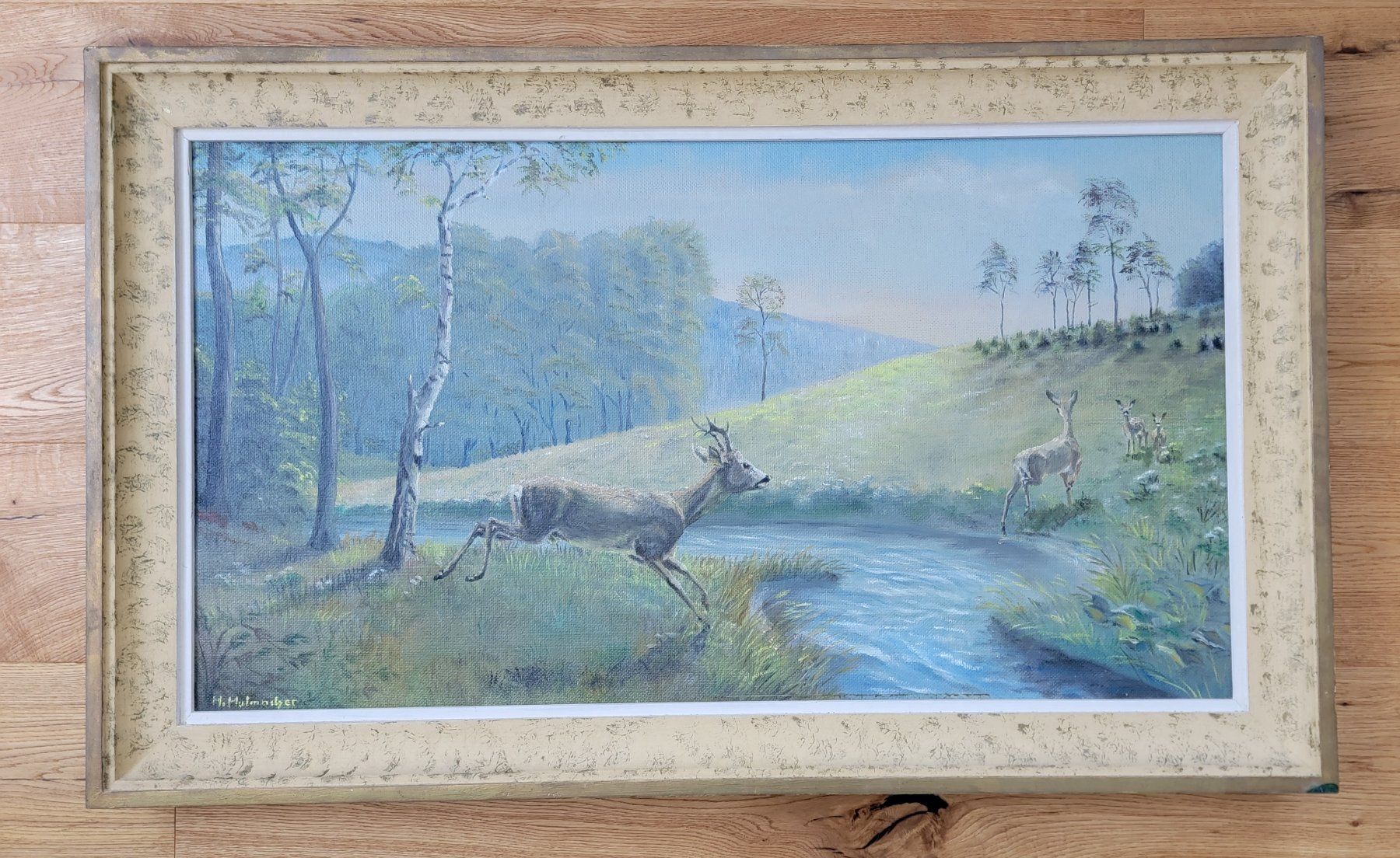 Gemälde: Gemälde Rehe Jagd🦌🌲 – Gebraucht aus Gelterfingen von Spade88