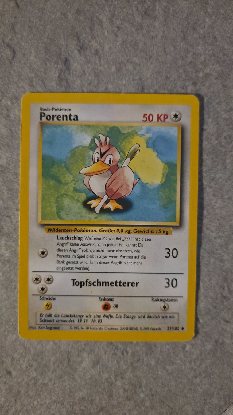 Pokémon Carte collezionabili: Porenta 1. Edition Pokemon Karte (1999) – Usato da Rorschach venduto da Craint