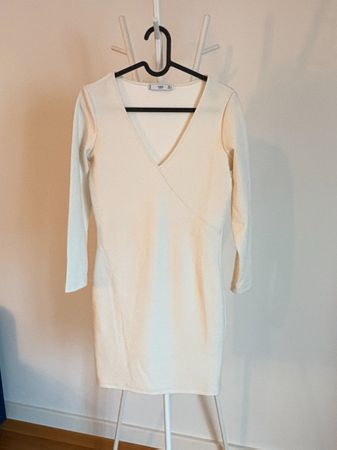 Mango Stretch Fitted Mini Dress – Cream, Size S
