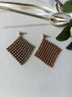 Ohrhänger Elegante Mesh- in Rautenform (Bronze / Goldfarben)