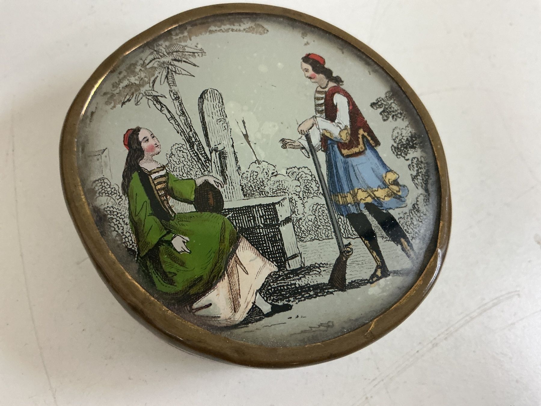 Dosen: Antike runde Dose mit fixiertem Deckel, 19 JH. – Gebraucht aus Bern von vielerart 1