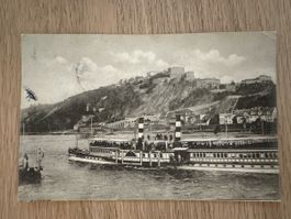 Antike Ansichtskarte Koblenz, Festung Ehrenbreitstein, Dampf