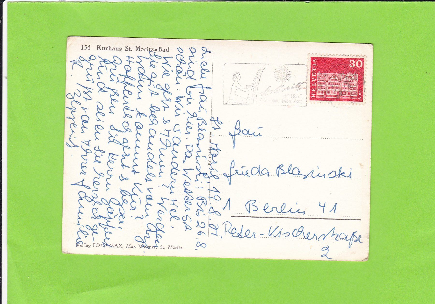 Cartoline postali: Kurhaus St. Moritz-Bad – Usato da St. Peterzell venduto da neckertal 1