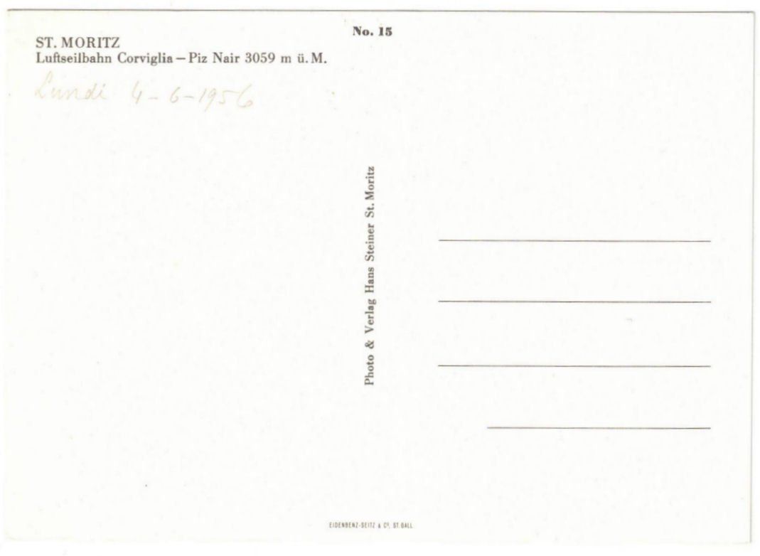 Cartoline postali: St. Moritz - Luftseilbahn Corviglia--Piz Nair – Usato da Binningen venduto da Mountainrider 1