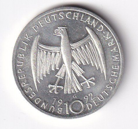 Alle Münzen: Deutschland 10 DM 1992 G  vorz – Gebraucht aus Neuchâtel von karlpierrino 1