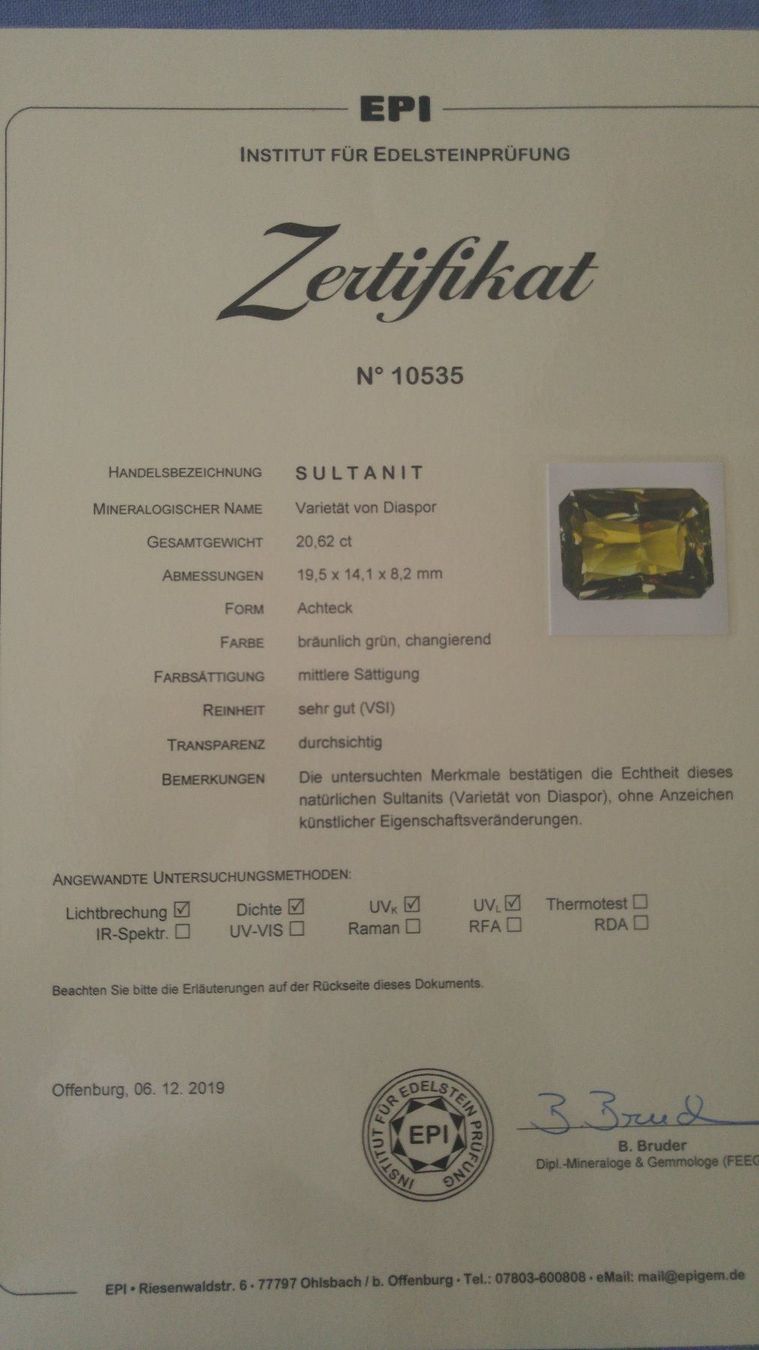 Pietre preziose: CSARITE, Diaspore mit Zertifikat – Nuovo (secondo la descrizione) da Wolhusen venduto da toni079 5