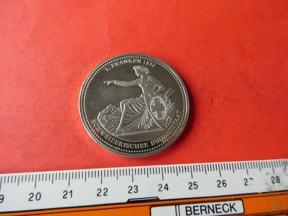 Medaille PP 40 mm, 1. Franken 1850 in Schutzkapsel (Neu (gemäss ...